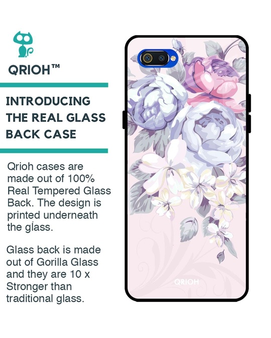 Shop Elegant Floral Glass Case For Realme C2-Back