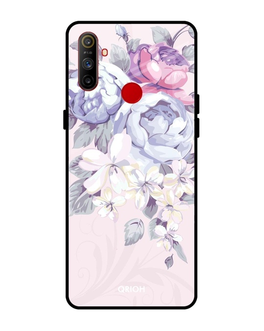Shop Elegant Floral Glass Case For Realme C3-Front