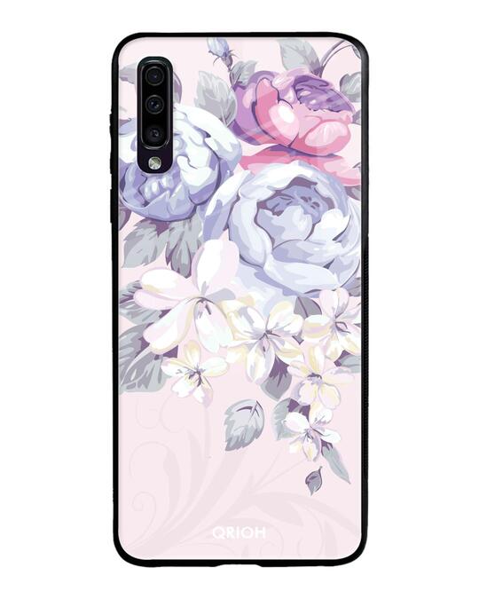Shop Elegant Floral Glass Case For Samsung Galaxy A50-Front