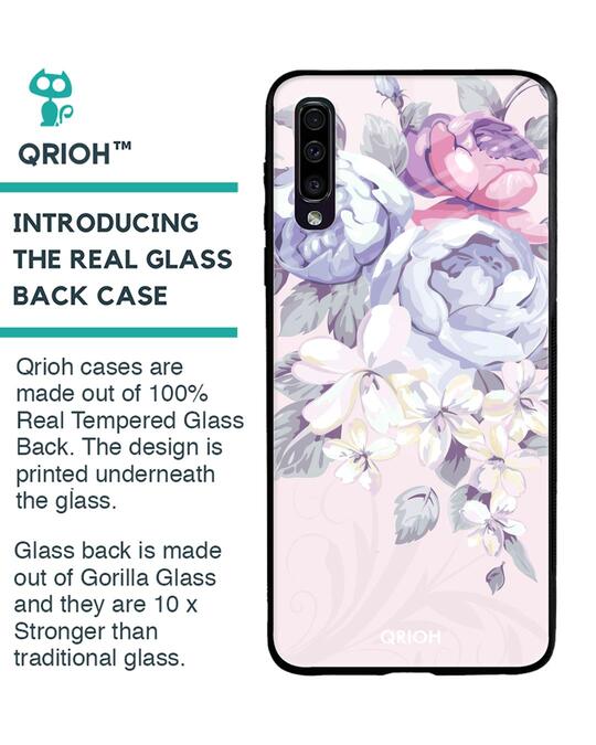Shop Elegant Floral Glass Case For Samsung Galaxy A70-Back