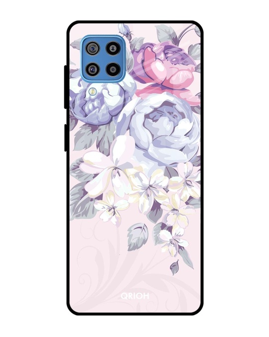 Shop Elegant Floral Glass Case For Samsung Galaxy F22-Front