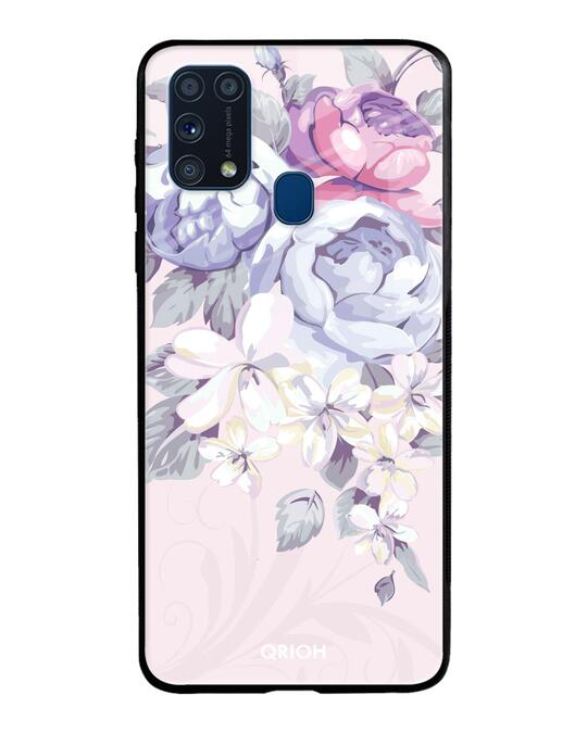 Shop Elegant Floral Glass Case For Samsung Galaxy M31 Prime-Front