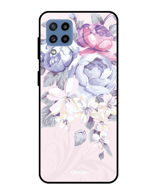 Shop Elegant Floral Glass Case For Samsung Galaxy M32-Front