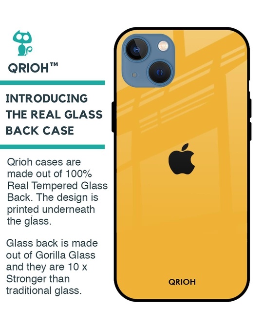 Shop Fluorescent Yellow Glass Case For Iphone 13 Mini-Back