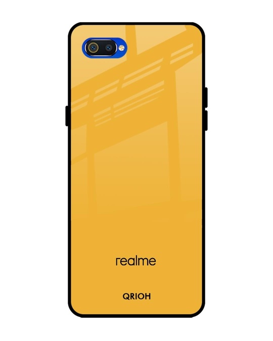 Shop Fluorescent Yellow Glass Case For Realme C2-Front