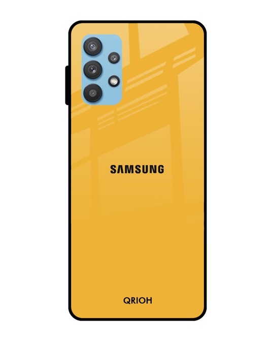 Shop Fluorescent Yellow Glass Case For Samsung Galaxy A32-Front