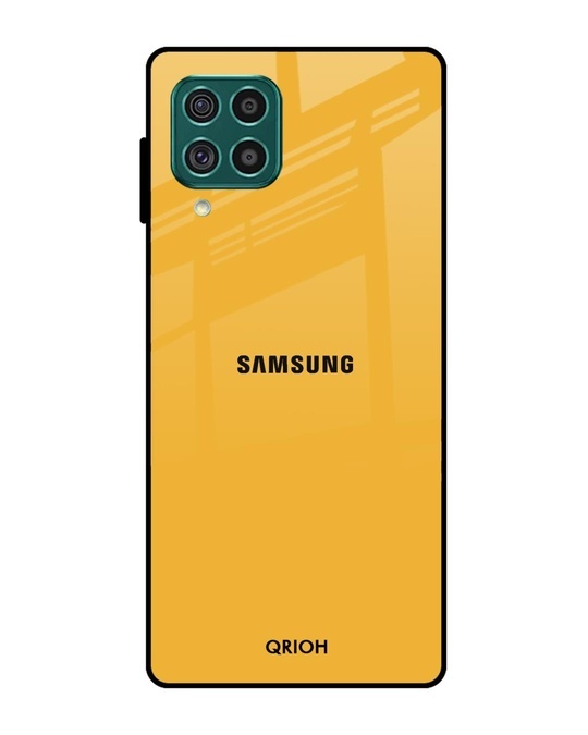 Shop Fluorescent Yellow Glass Case For Samsung Galaxy F62-Front