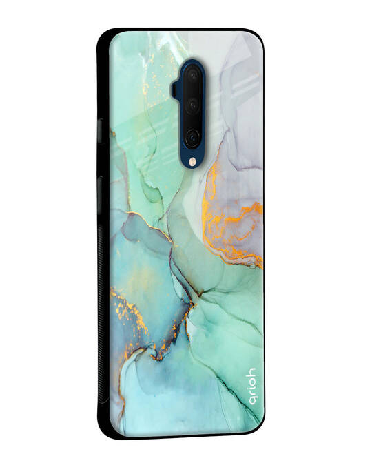 Shop Green Marble Glass Case For Oneplus 7t-Back