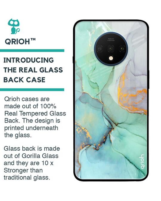 Shop Green Marble Glass Case For Oneplus 7t-Design