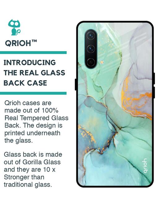 Shop Green Marble Glass Case For Oneplus Nord Ce-Design