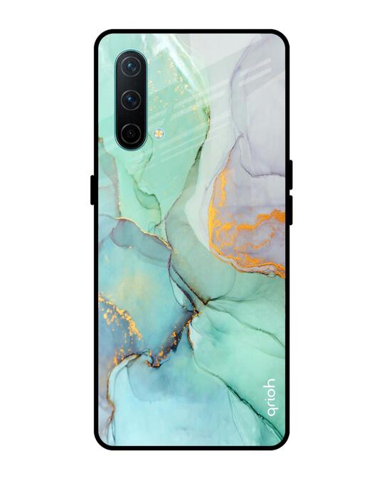 Shop Green Marble Glass Case For Oneplus Nord Ce