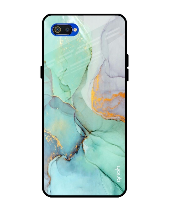 Shop Green Marble Glass Case For Realme C2-Front