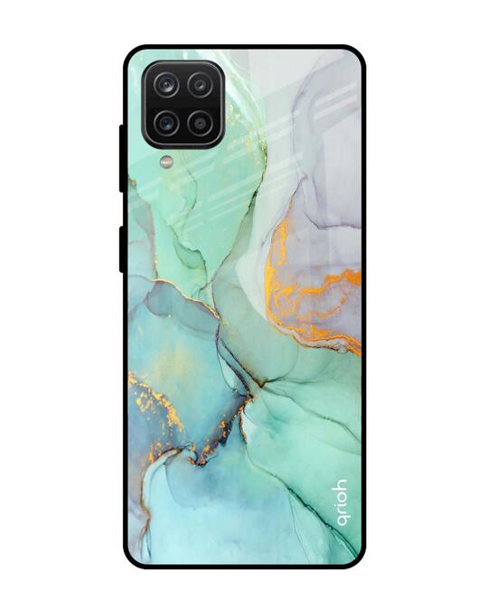 Shop Green Marble Glass Case For Samsung Galaxy A12-Front