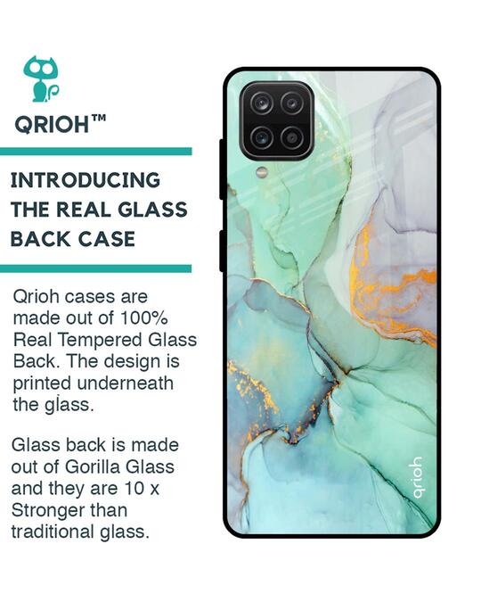 Shop Green Marble Glass Case For Samsung Galaxy A12-Back