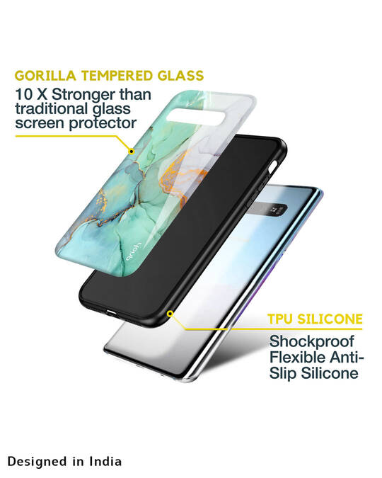 Shop Green Marble Glass Case For Samsung Galaxy A12-Design