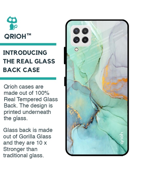 Shop Green Marble Glass Case For Samsung Galaxy A22-Back