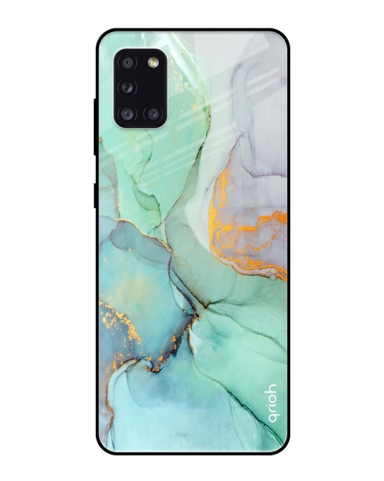 Shop Green Marble Glass Case For Samsung Galaxy A31-Front