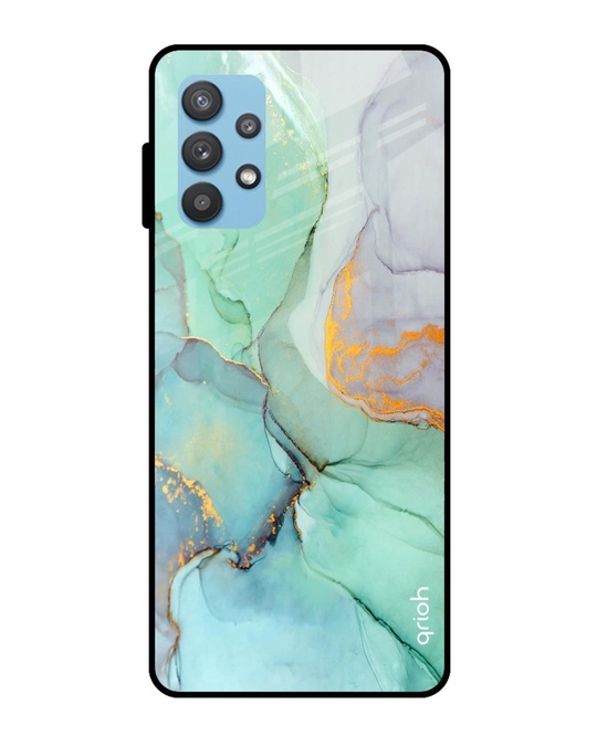 Shop Green Marble Glass Case For Samsung Galaxy A32-Front