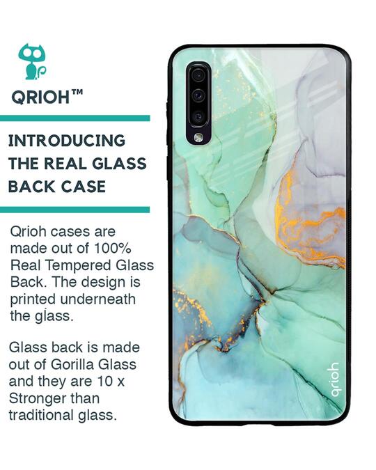 Shop Green Marble Glass Case For Samsung Galaxy A70-Back