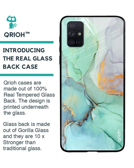 Shop Green Marble Glass Case For Samsung Galaxy A71-Back