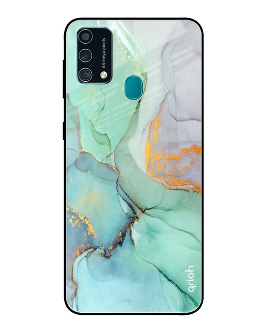 Shop Green Marble Glass Case For Samsung Galaxy F41-Front