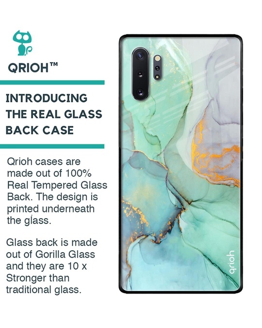 Shop Green Marble Glass Case For Samsung Galaxy Note 10 Plus-Back