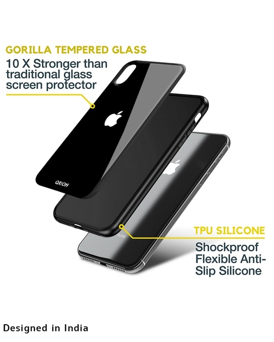 Shop Jet Black IPhone 13 Premium Glass Case (Gorilla Glass & Shockproof Anti-Slip Silicone)-Design