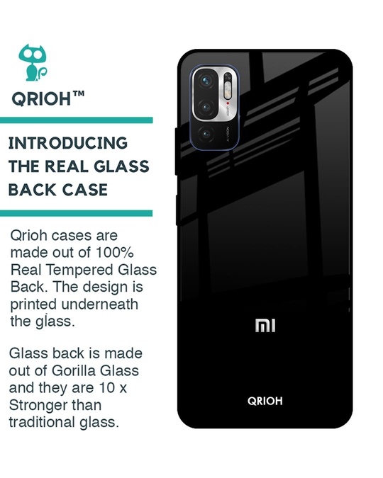 Shop Jet Black Glass Case For Redmi Note 10t 5g-Back