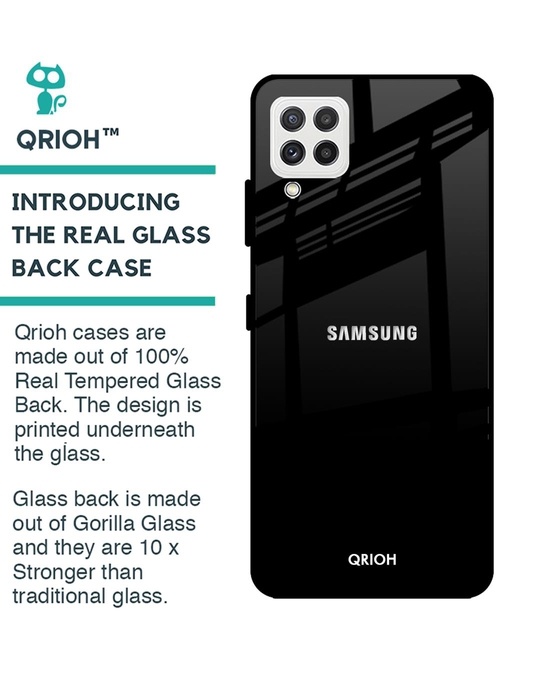 Shop Jet Black Glass Case For Samsung Galaxy A22-Back
