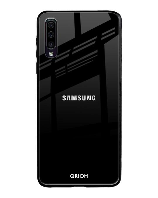 Shop Jet Black Glass Case For Samsung Galaxy A50-Front