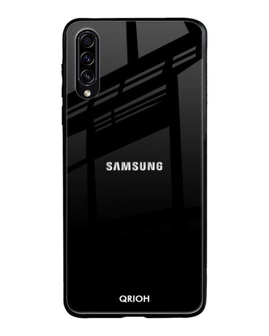 Shop Jet Black Glass Case For Samsung Galaxy A50s-Front
