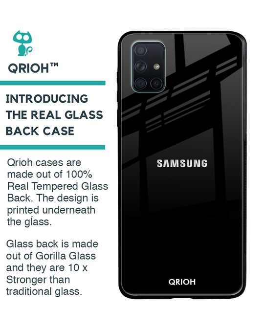 Shop Jet Black Glass Case For Samsung Galaxy A71-Back