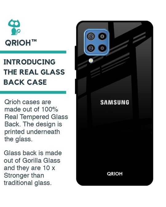 Shop Jet Black Glass Case For Samsung Galaxy F22-Back