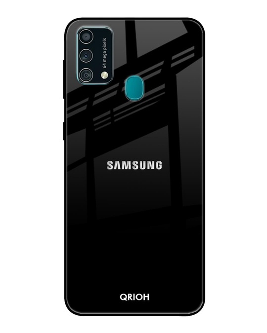 Shop Jet Black Glass Case For Samsung Galaxy F41-Front