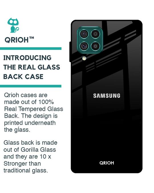 Shop Jet Black Glass Case For Samsung Galaxy F62-Back