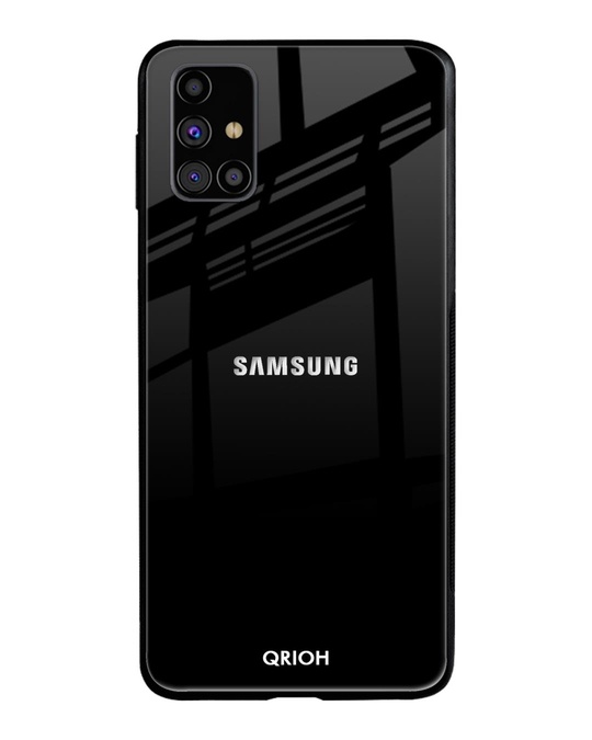 Shop Jet Black Glass Case For Samsung Galaxy M31s-Front