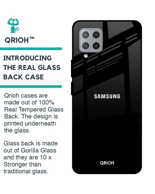 Shop Jet Black Glass Case For Samsung Galaxy M42-Back