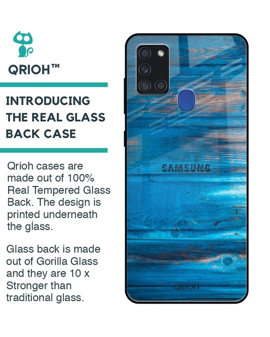 Shop Patina Finish Glass Case For Samsung Galaxy A21s-Back