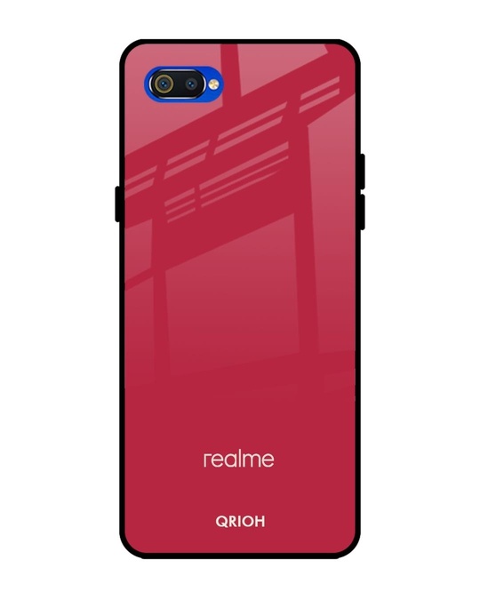 Shop Solo Maroon Glass Case For Realme C2-Front
