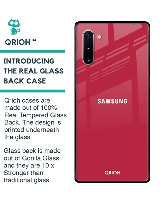 Shop Solo Maroon Glass Case For Samsung Galaxy Note 10-Back