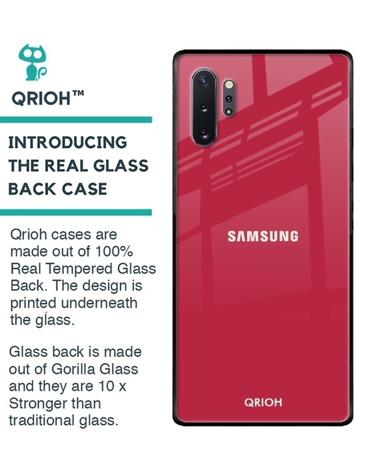 Shop Solo Maroon Glass Case For Samsung Galaxy Note 10 Plus-Back