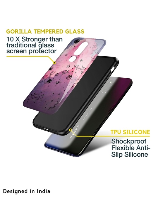 Shop Space Doodles Glass Case For Oppo Reno 3 Pro-Design
