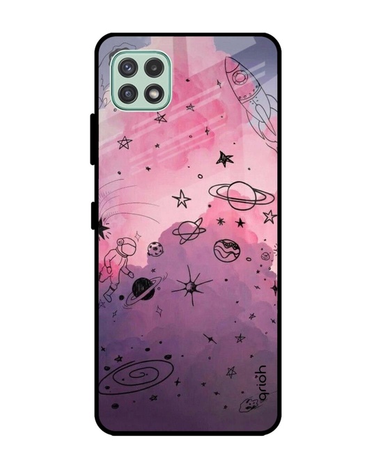 Shop Space Doodles Glass Case For Samsung Galaxy A22 5g-Front