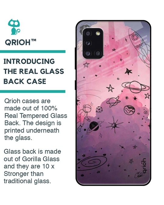 Shop Space Doodles Glass Case For Samsung Galaxy A31-Back