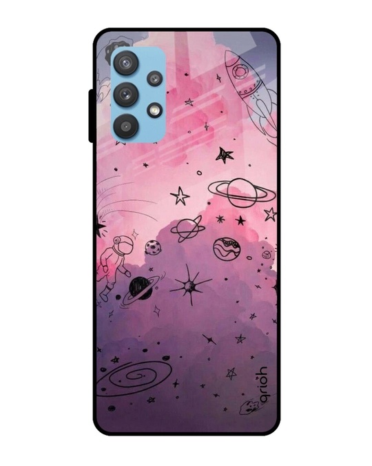 Shop Space Doodles Glass Case For Samsung Galaxy A32-Front
