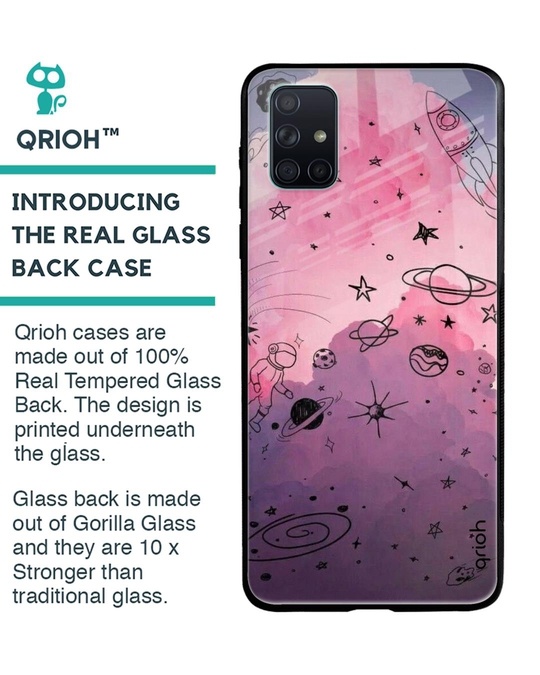 Shop Space Doodles Glass Case For Samsung Galaxy A71-Back
