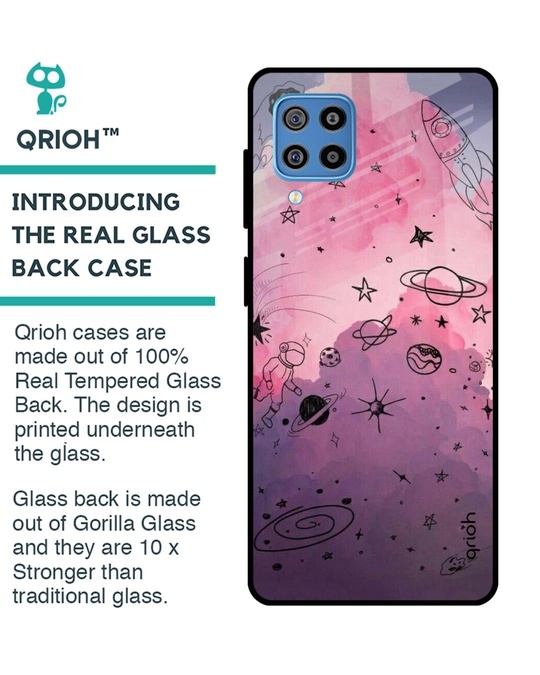 Shop Space Doodles Glass Case For Samsung Galaxy F22-Back