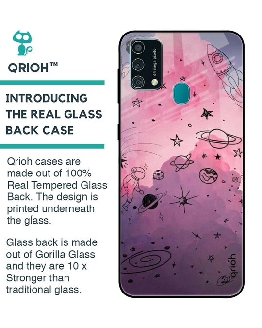 Shop Space Doodles Glass Case For Samsung Galaxy F41-Back