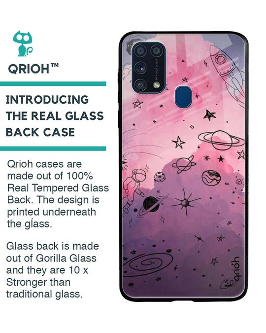 Shop Space Doodles Glass Case For Samsung Galaxy M31 Prime-Back