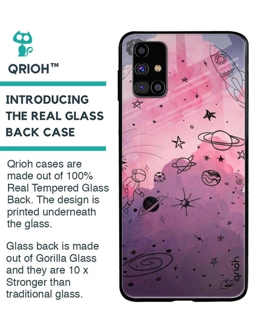 Shop Space Doodles Glass Case For Samsung Galaxy M31s-Back